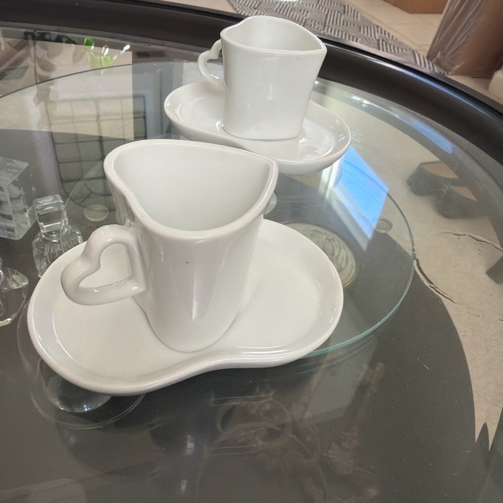 3/$25 Daiso White Heart-Shaped Tea Cup and Saucer Set